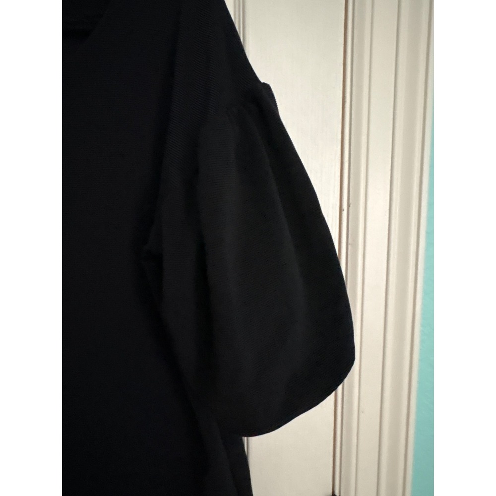 Anthropologie Dolan Women L Black Puff Sleeve Ribbed Textured Shirt - Picture 9 of 10